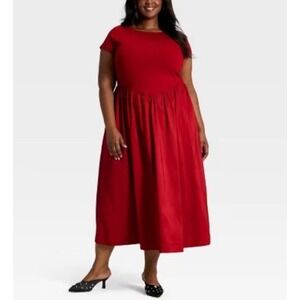 A New Day Women's Backless Knit Maxi Dark Red Dress Sz XXL